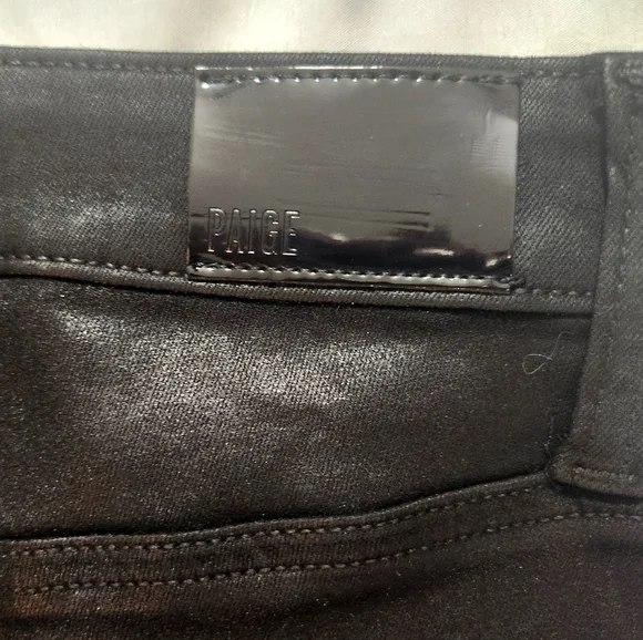 PAIGE GEMMA LEATHER-LIKE SKINNY LEG HIGH RISE JEANS 27 $229 - Picture 9 of 15